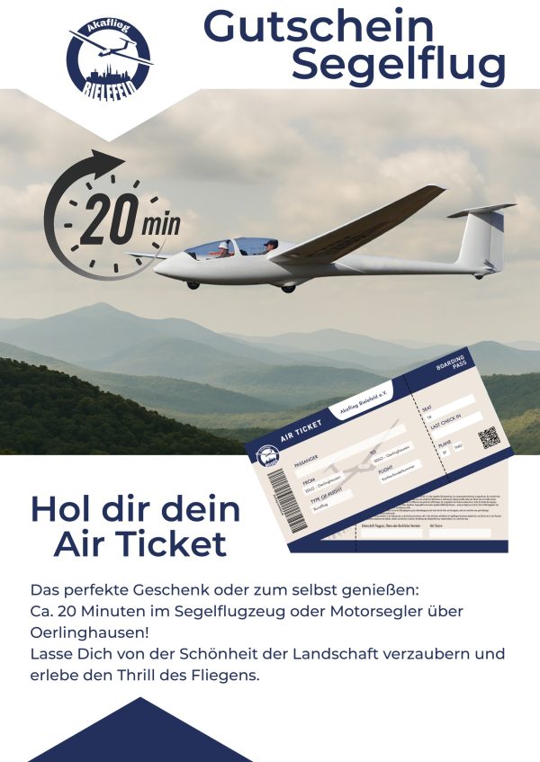 Gutschein für 20 Minuten Segelflug
